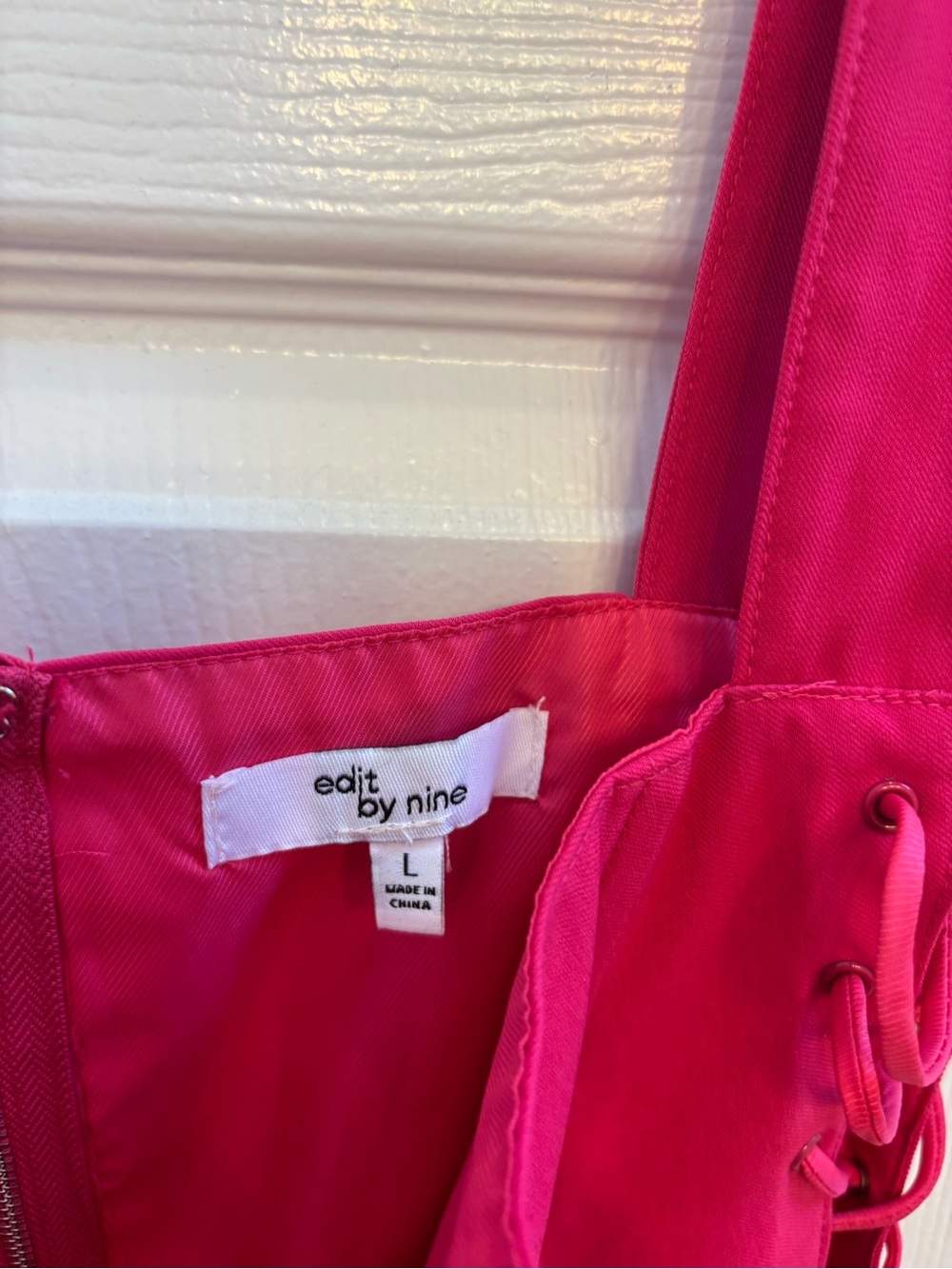 Edit by Nine Hot Pink Lace-Up Corset Top - Picture 2 of 3